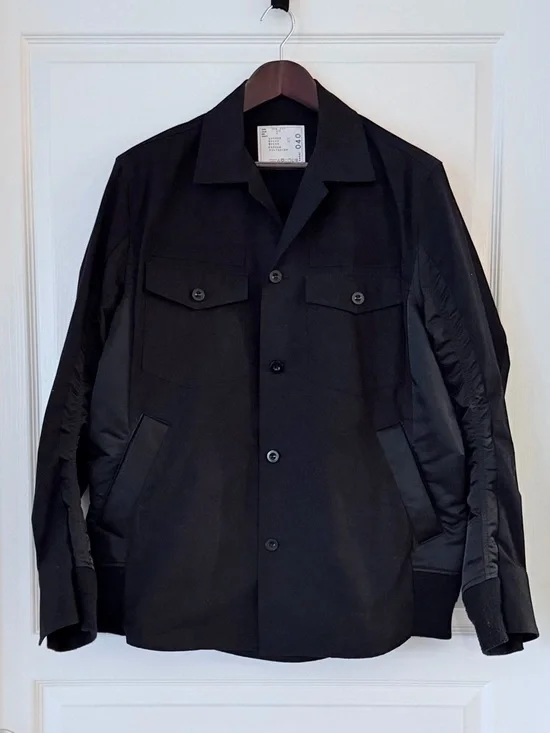 Sacai Black Button-Front Lightweight Shirt Jacket - Picture 5 of 8